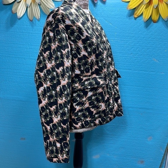 Rachel Comey Quilted Cropped Jacket Leopard Crayon Print Recycled Fabric Large - Picture 5 of 12